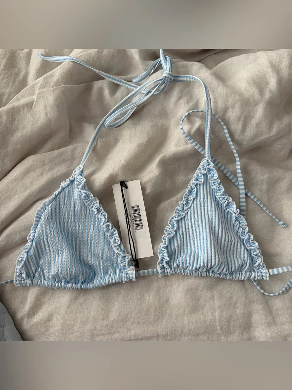 Frankie’s bikinis NWT nick seersucker bikini top size L